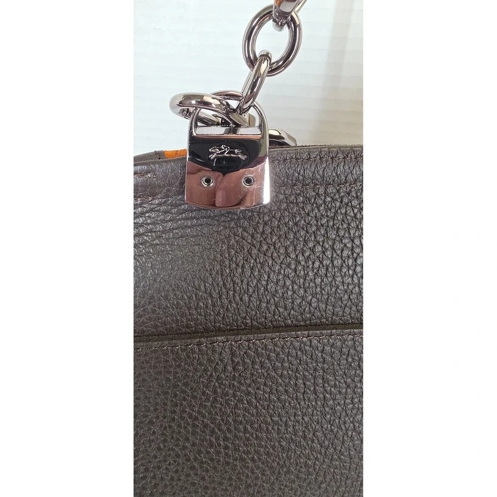 Longchamp Roseau Heritage Brown Leather Suede Bamboo Toggle Bag L2063907 703 - Picture 4 of 11